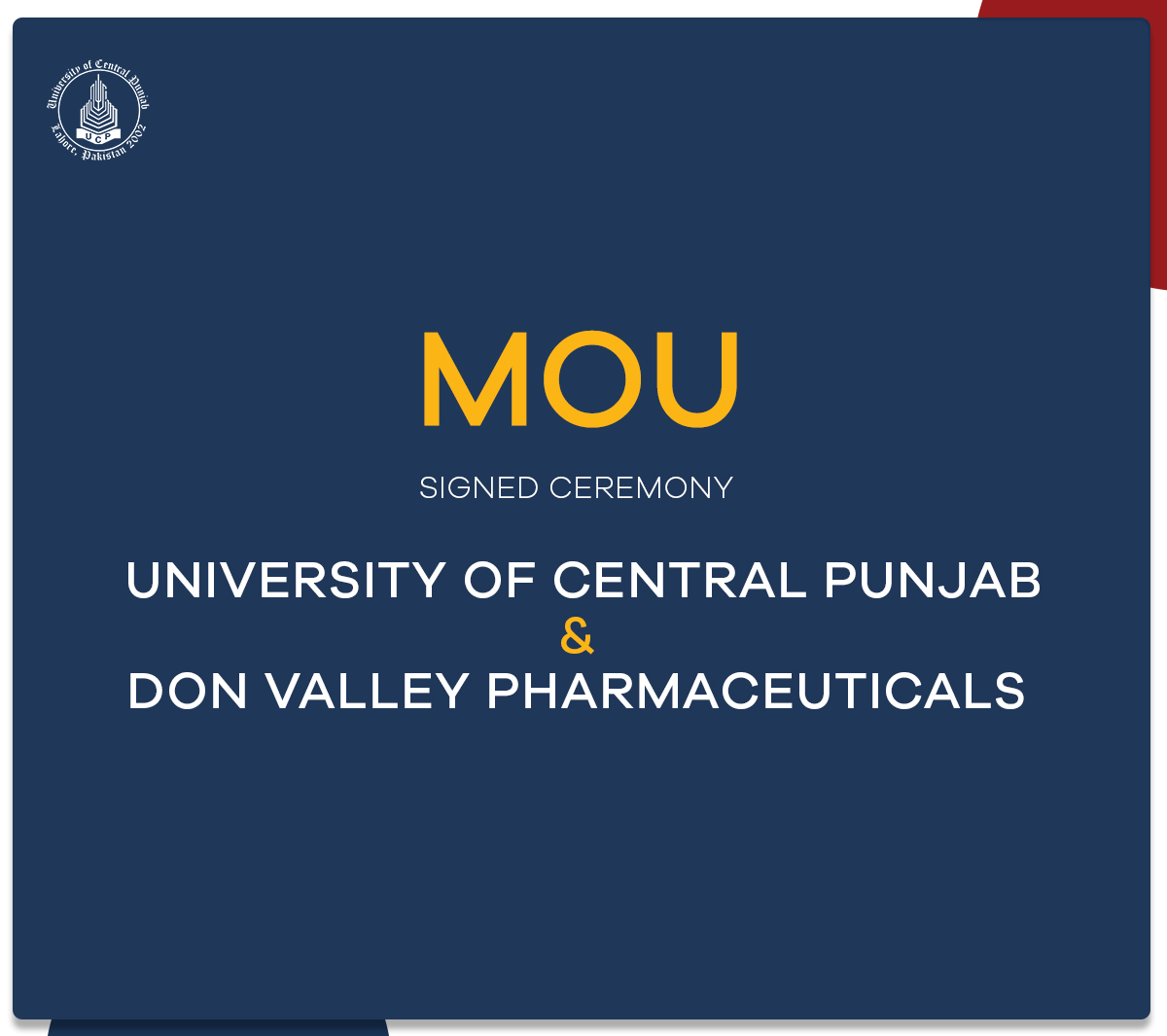 MoU signing ceremony between UCP and Don Valley Pharmaceuticals