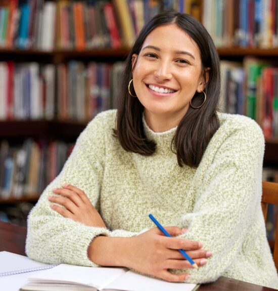 University,Student,,Portrait,And,Library,Or,Studying,Research,For,Education