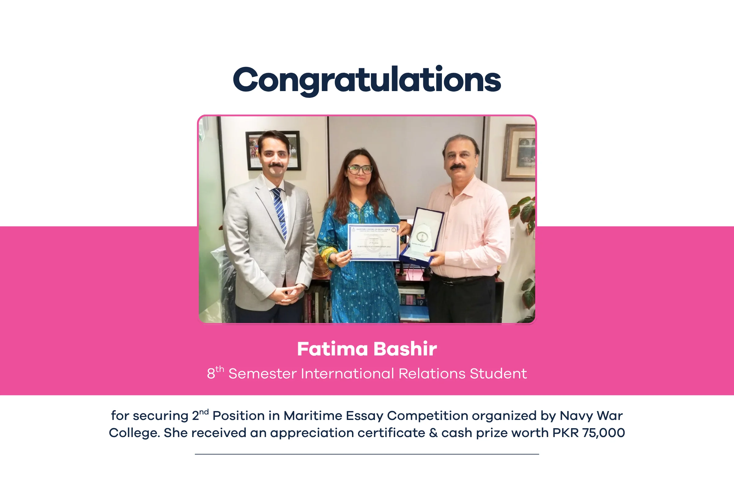 Fatima Bashir secured 2nd Position in Maritime Essay Competition (1)